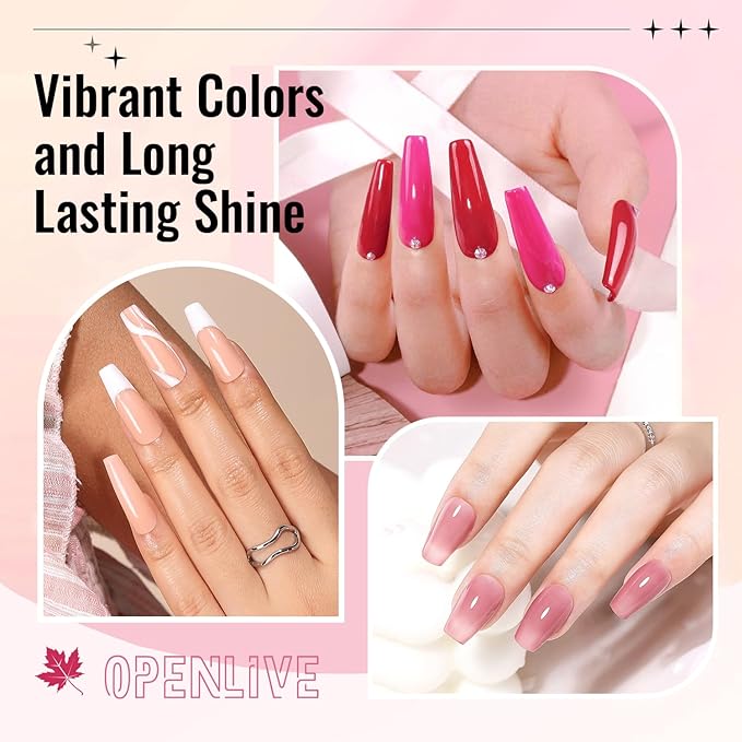 OpenLive 12 PCS Nail Polish Set With 10 Colour Combo, 2 PCS Base And Top Coat,Fast Drying Nail Polish For Home DIY And Beginners.