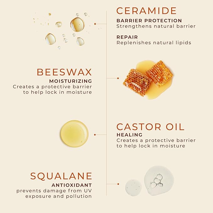 Unscented Lip Balm Hydrating for Dry Lips - Lip Moisturizer with Castor Oil and Beeswax, Chapped Lip Repair, Restores Smoothness, Barrier Protection, Fragrance-Free and Gentle - 0.15 Fl oz (Pack of 3)