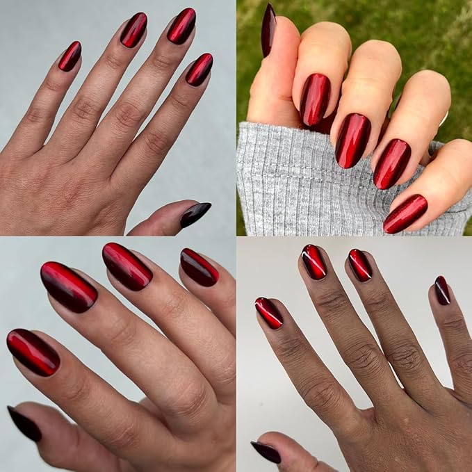 Olive & June Instant Mani Press-On Nails | (Glue) Medium, Oval 42 Fake Nails, 21 Sizes | Non-Toxic, Long-Lasting Recycled Materials Realistic Look Salon-Quality at Home | Obsessed Velvet
