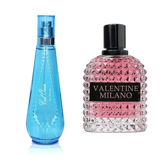 AFLUXE Women's Perfume Combo Set Milano Women&Cool Ocean Floral Fruity Fragrance Eau De Parfum Elegant 100ml Bottle Natural Spray Each for Daily Used