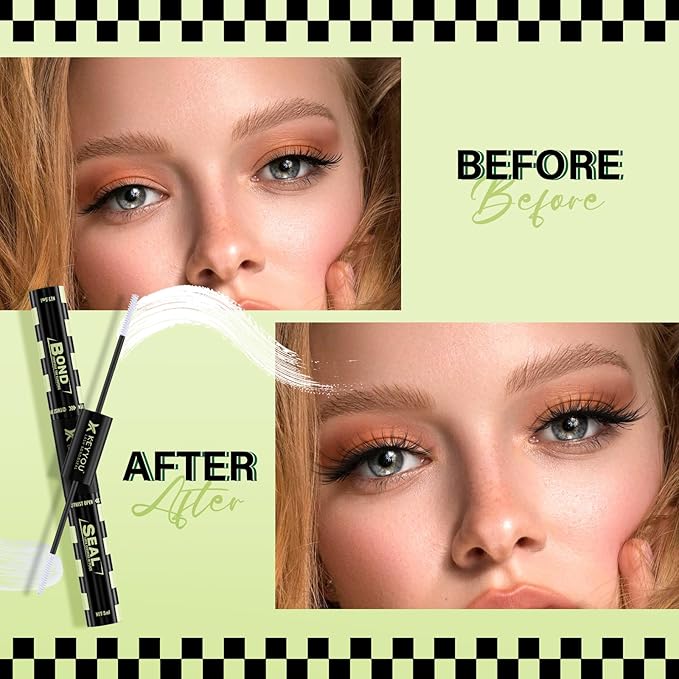 KEYYOU Lash Bond and Seal 10ML White Bond and Seal Strong Gentle Comfortable Lash Cluster Glue Masusra for Long Lasting WaterProof Lash Extension Glue Clear-5ml+5ml