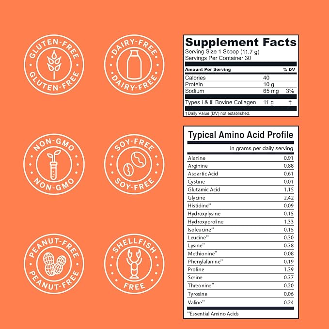 Live Conscious Collagen Peptides Powder - Peach Mango Flavored Collagen Powder - Hair, Skin, Nail, & Joint Support - Type I & III Grass-Fed Collagen Supplements for Women and Men - 30 Servings - 13oz
