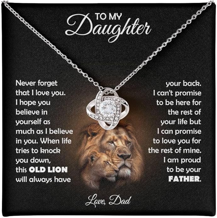 To My Beautiful Daughter Necklace from Mom & Dad | Cubic Zirconia Pendant with Heartfelt Message Card & Gift Box | Daughter Birthday, Graduation, Christmas Jewelry Gift from Parents