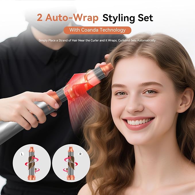 5 in 1 Blow Dryer Brush,110-120V Hair Dryer Brush, Fast Drying & 3 Adjustable Temperatures Hot-Air Hair Brushes, Detachable Hair Styler Set for Curling/Volumizing/Straightening/Styling (Silver-Orange)