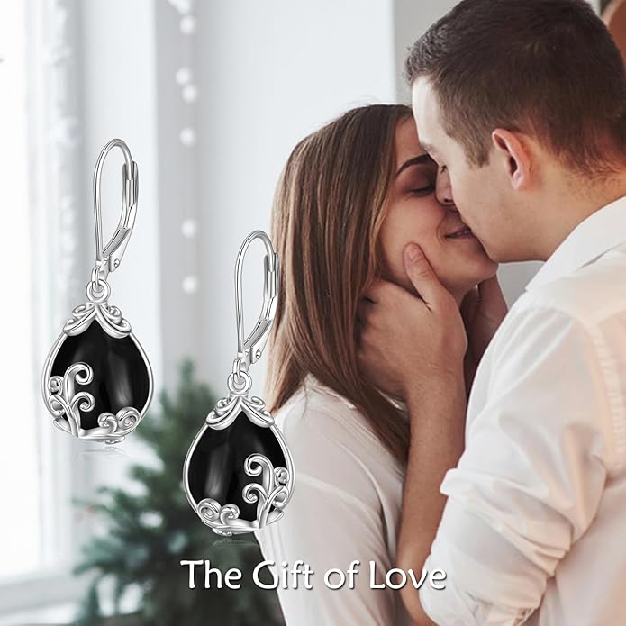 POPLYKE Celtic Filigree Teardrop Drop Dangle Earrings Sterling Silver Leverback Earrings Jewelry for Women