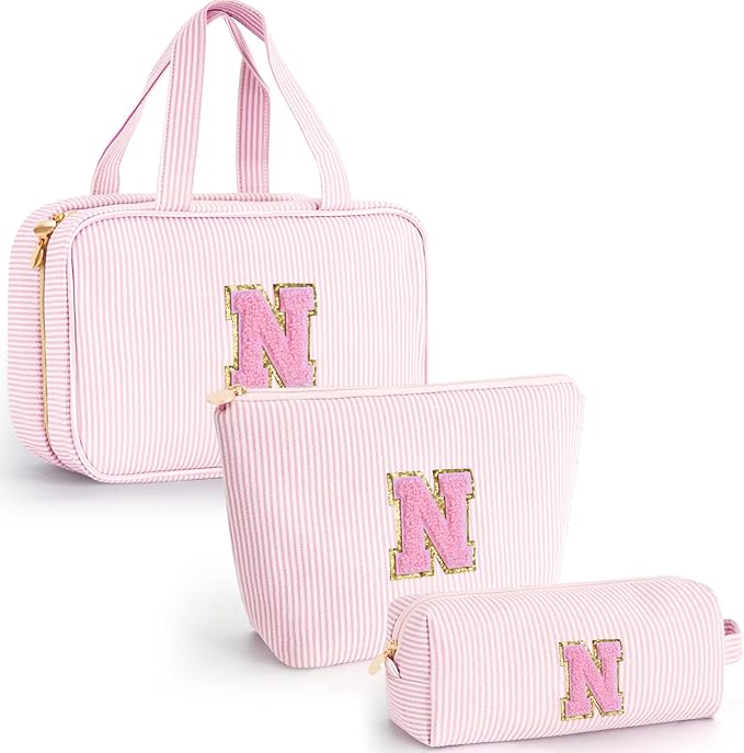 Travel Toiletry Bag Cosmetic Bag Skin Care Bag Cute Makeup Bag Sister Wife Friend Engagement Wedding Gifts for Women Tween Girls Trendy Stuff Thank You Gift - Pink N