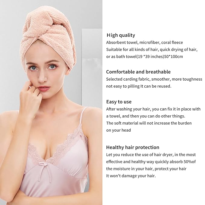Laojbaba Microfiber Hair Towel Quick Dry Hair Towel Hair Drying Towels Suitable for All Kinds of Hair Ultra Absorbent Long and Thick Hair 19X39inch Dark Brown (1pcs)