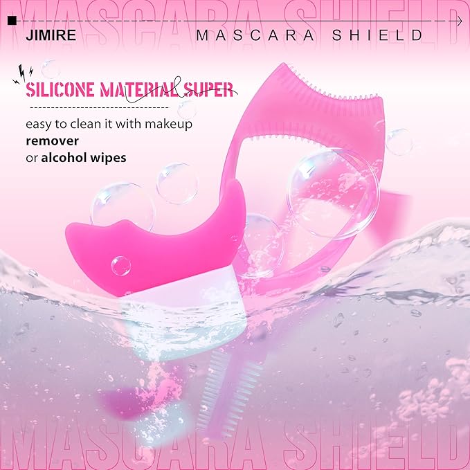 3 in 1 Mascara Shield 2Pcs Lash Tools Mascara Shield Applicator Guard Lash Buddy Silicone Eyeliner Stencils Beginners Friendly Makup Tool by JIMIRE (Plum)