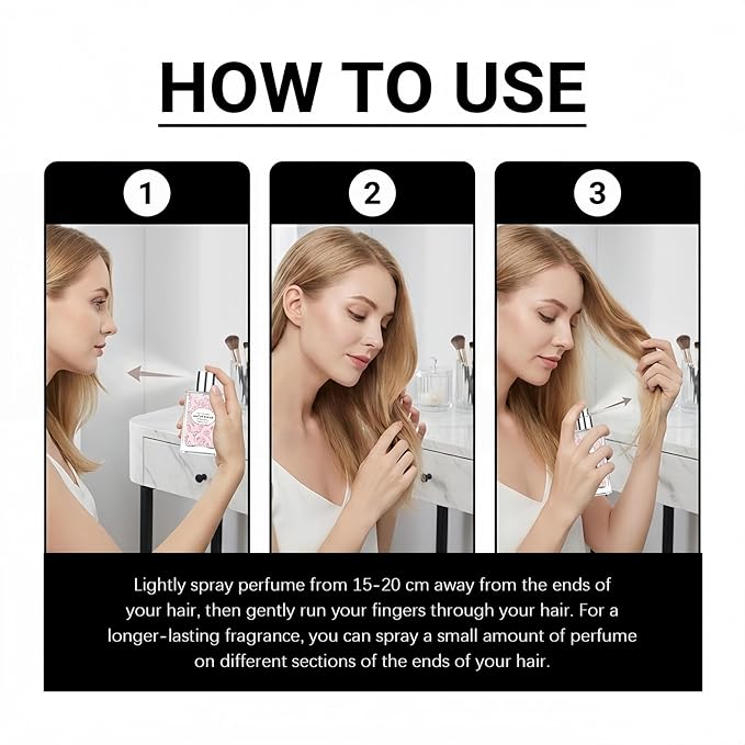 Rose Hair Perfume for Women - Long Lasting Hair Mist, Nourishing & Frizz Control Spray with Lightweight Rose Scent, Daily Moisturizing Fragrance for All Hair Types, Portable 50ml