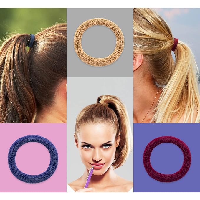 100PCS Seamless Thick Hair Bands - Elastic Ponytail Holders, No-Crease Cotton Ties for Women, Kids and Toddler Girls Hair Ties (set 3)