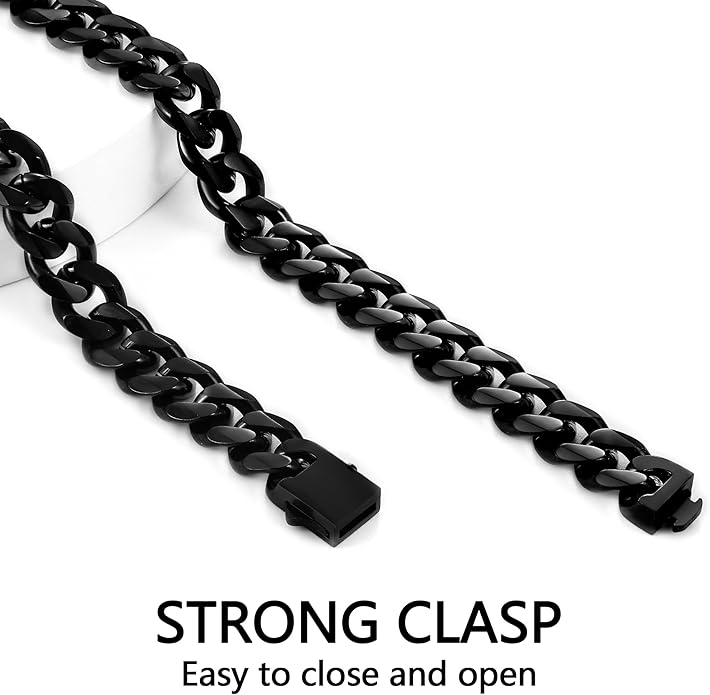 Fiusem 3.5mm Cuban Link Chains for Men, Silver Tone/Black/14K Gold Plated Stainless Steel Necklace Chain, Mens Necklace 16, 18, 20, 22, 24, 26, 28 Inch