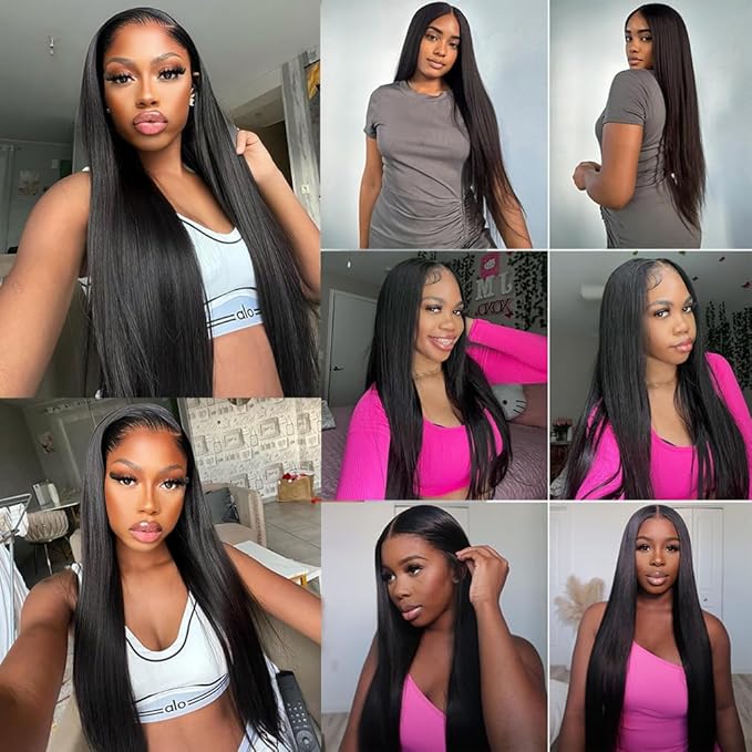 12A Straight Bundles Human Hair, Unprocessed Brazilian Virgin Weave 3 Bundles Human Hair Straight 14 16 18 Inch, 300g/Pack Double Weft Sew In Hair Extensions