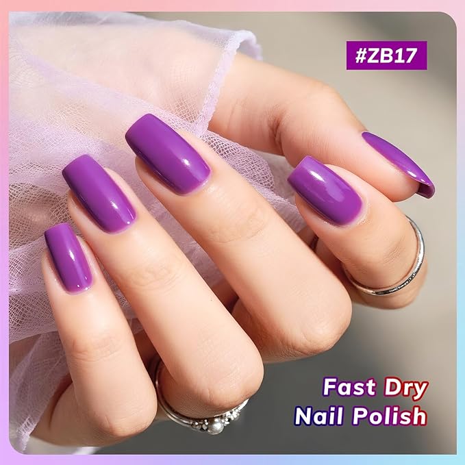 OpenLive 10ml Nail Polish Set 6 Colors Black White Red Deep Blue Dark Green Deep Purple All Seasons Neutral Color Quick Dry Nail Polish Set for Women Salon DIY Nail Art
