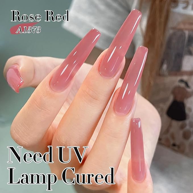 Double Rhythm Gel Polish 15ML Jelly Sheer Pastel Light Milky Color Pearl White Bottle 1 PC 0.5 OZ Full Size Nail Art Salon at Home (Rose Purple-D1373)