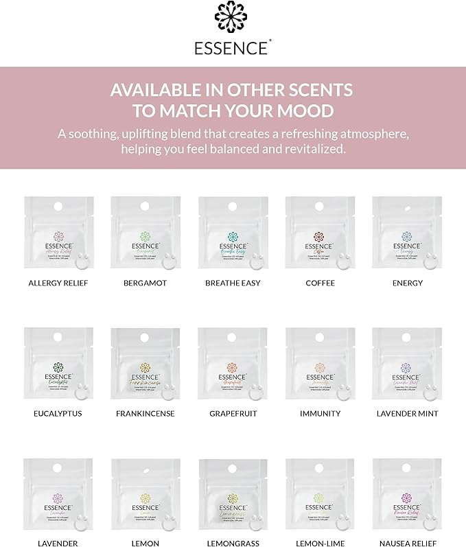 Essence Wearable Aromatherapy Nasal Diffuser – Allergy Relief Essential Oil Nose Ring Refresh Kit – Personal Scent Clip for Travel, Work & Everyday Use – Made in USA