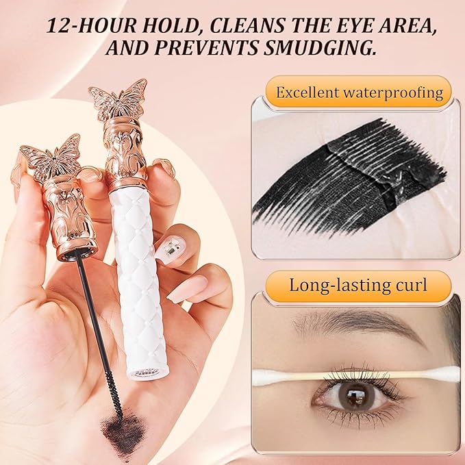 Filterseed Mascara - Fine Brush Black Mascara, Waterproof, Smudge-Proof, Clump-Proof, For Tiny and Lower Eyelashes (1PC)