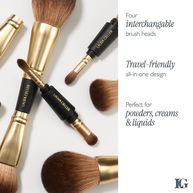 LAURA GELLER NEW YORK Holiday 2025 Gellers Greatest Kit - Baked Face & Eye Palette New York Minute + 4-in-1 Travel Makeup Brush