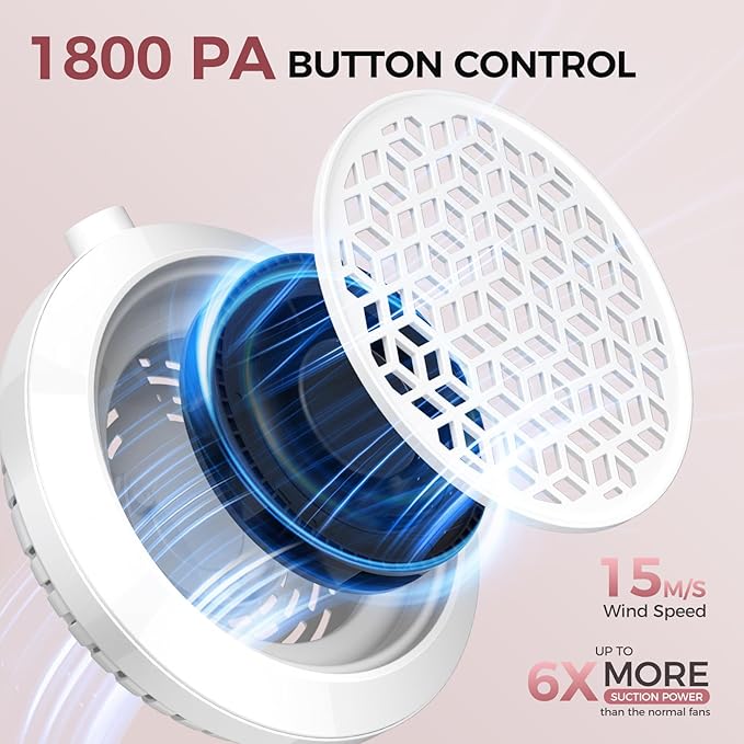 MNAFKT Nail Dust Collector for Nail Tech & Acrylic Nail Polishing - Ultra-Quiet 8000RPM Turbo Brushless Motor, Reusable Filter & Magnetic Detachable Design for Professional Salon, Home Use & Crafts