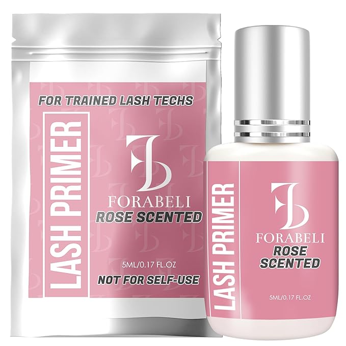 Forabeli Lash Primer for Eyelash Extensions 15ml, Boost Adhesion, Improve Bond Retention, Ideal for Individual and Natural Eyelashes, Supplies for Semi-Permanent Lashes, Removes Oils and Proteins