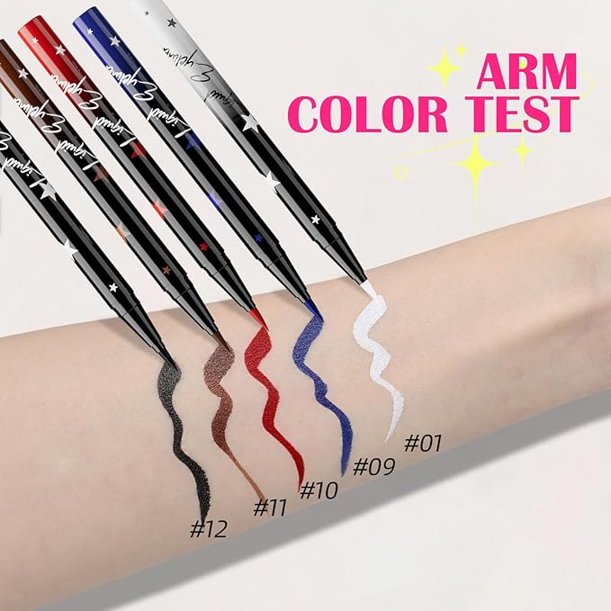 Brown Matte Liquid Eyeliner Pen, Waterproof Smudge Proof Eye Liner Pencil, Brown Liquid Liner for Face Body Paint, Long Lasting & Quick Dry Bright Colorful Eyeliner Pen Eye Makeup #11