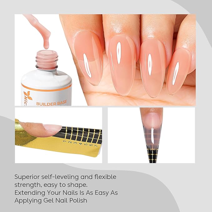 Nicedeco Hema Free Builder Nail Gel Polish 15ML 8 in 1 Cruelty Free Vegan Base Strengthener Hard Extension Gel - 011