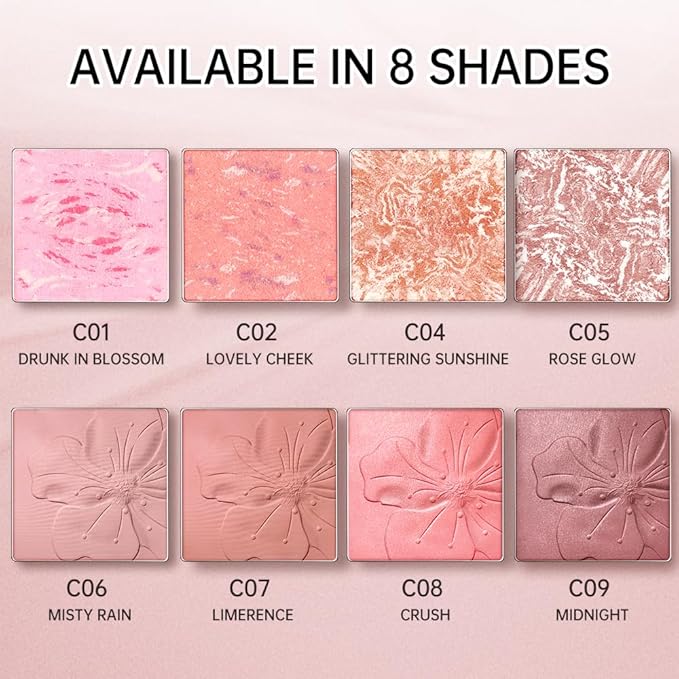 CATKIN Cheek Powder Blush Baked Pink Makeup Blusher Creamy Light Weight Long Lasting Natural Finish 10g (C07 Limerence)