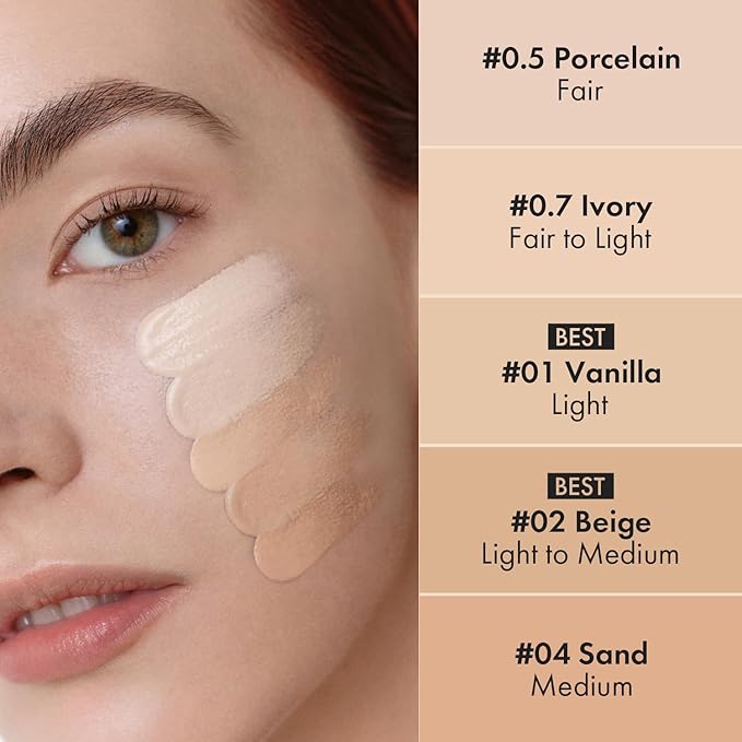 LUNA Long-Lasting Tip Concealer Cover-Fit (#01 Vanilla) Full Coverage, for Under Eye Dark Circles, Fine Lines, Redness & Discoloration, Korean Makeup 0.26 Fl Oz