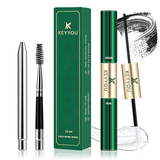 KEYYOU Lash Bond and Seal Waterproof Lash Cluster Glue 72H Long Lasting Strong Hold Non Irritating Eyelash Glue for DIY Individual Lashes at Home (Black-10ml)