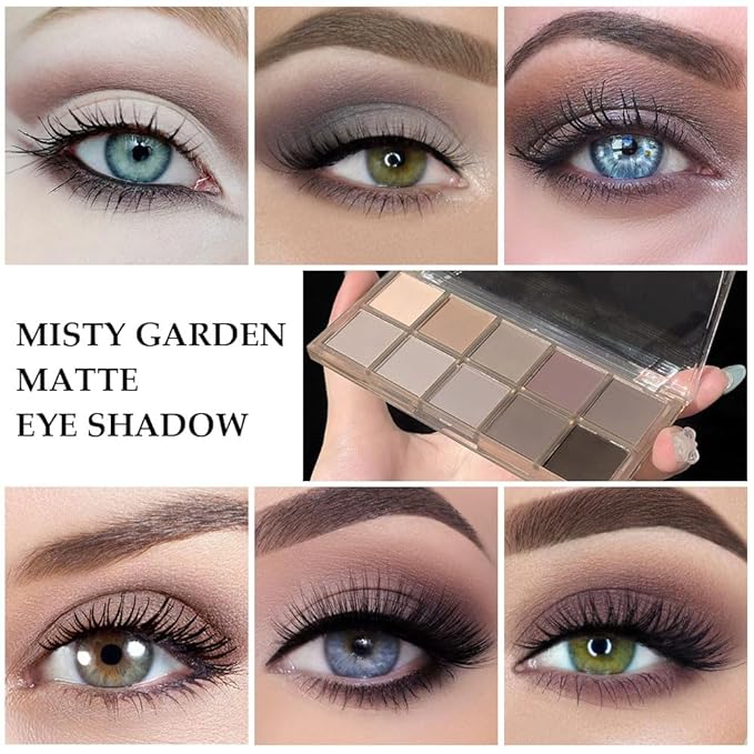 10 Colors Nude Gray Taupe Matte Eyeshadow Palette,Neutral Nude Eye Shadow Palette,Long Lasting Waterproof Travel Size Makeup Pallete,Vegan,Cruelty -free