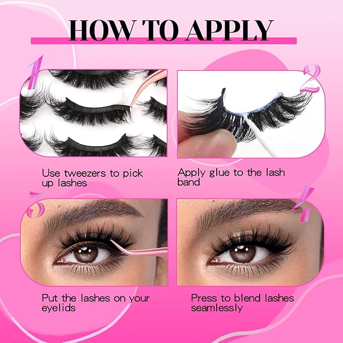 Veleasha Lashes Fluffy Eyelashes 5D Volume Cat Eye Lashes Soft False Eyelashes Handmade Fake Lashes 10 Pairs Pack Luxury Fake Eyelashes Dramatic Strip Lashes Wispy Look Like Extensions (D15)