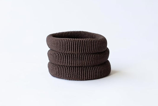 Soft Elastic Hair Ties | No Damage Hair Ties for Thick Hair | Seamless, Non-Slip, Comfortable & Durable Elastic Hair Bands for Women's Hair | Unbreakable & Stretchy Pack of 5 Brunette