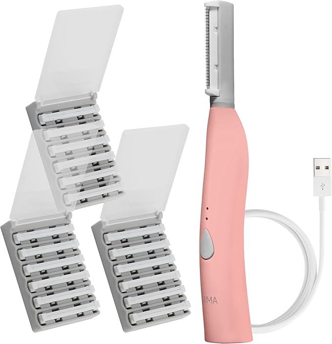 SPA SCIENCES - SIMA Patented Dermaplane Razor for Women Face – Painless 2-in-1 Facial Exfoliation & Peach Fuzz Hair Removal – Anti-Aging – 3 Speeds – Rechargeable – 19 Weeks Treatment