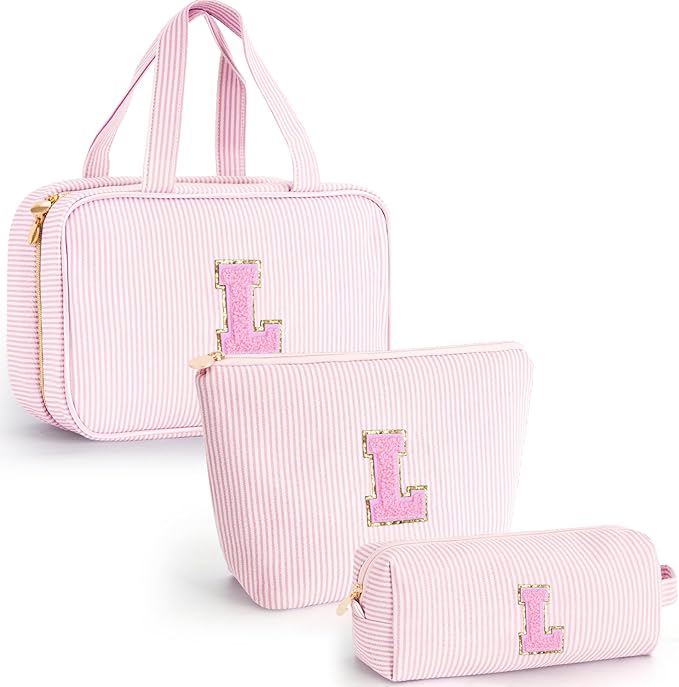 Valentines Day Birthday Gift for Kids Teen Girls Gifts for Girl,Toiletry Bag Makeup Cosmetic Bag Daughter Sister Gifts Birthday for Women Teacher Preppy Makeup Bag - Pink L