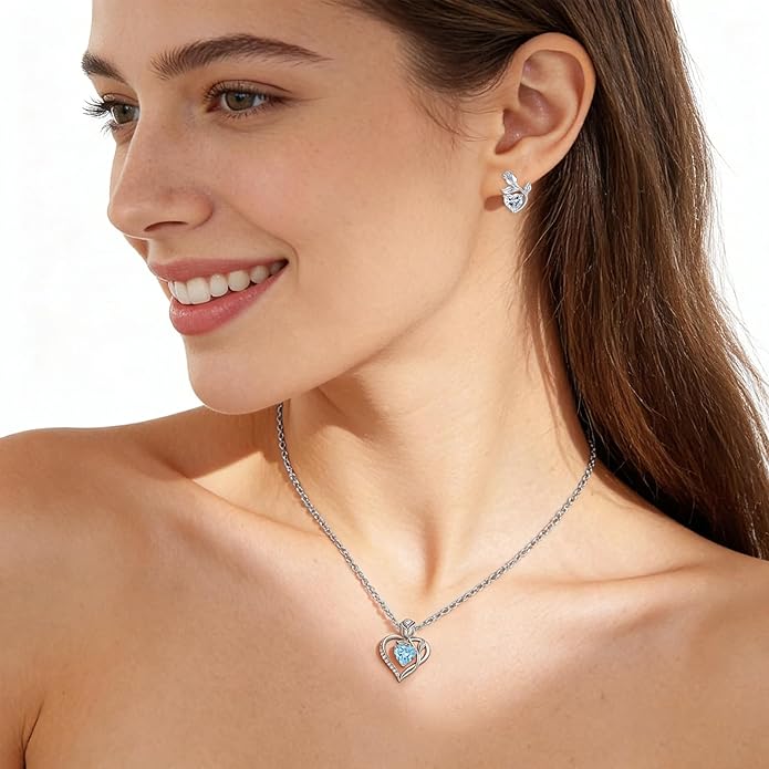1.2CT Rose Heart Necklace Option of Moissanite or Lab-Grown Sapphire Ruby Emerald&More Necklace for Women Birthstone Girlfriend Necklace S925 Sterling Silver 18K White/Rose Gold Plated D Color VVS1 Gift for Wife Mother Daughter for Birthday Anniversary...