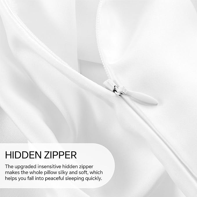 INFIIXSO Mulberry Silk Pillow Cases King Size Set of 2, Silk Pillowcase with Hidden Zipper 20"x36", Extraordinary Smooth and Soft Pillow Case for Hair and Skin(White, 2 Pack)