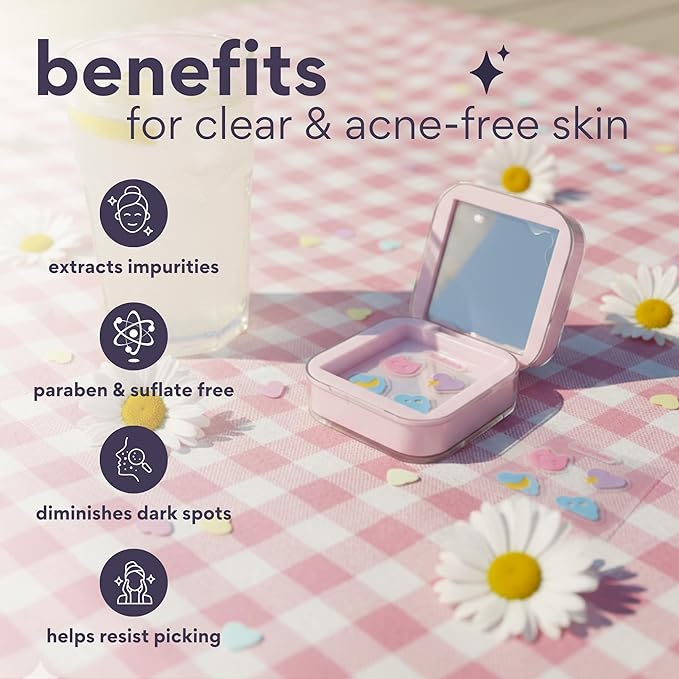 dearcloud Hydrocolloid Blemish Patches - 24 Count & Compact Case - Pimple Patches for Face, Acne Spot Treatment with Tea Tree Oil & Salicylic Acid (Zit Clarity)