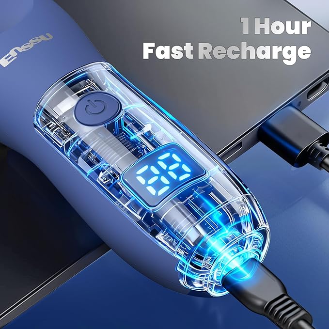 ENSSU Manscape Trimmer for Men, IPX7 Waterproof Body Hair Trimmer with Ceramic Blade & Spotlight, Rechargeable Electric Groin & Pubic Hair Trimmer, Wet or Dry Use Body Groomer for Legs/Chest