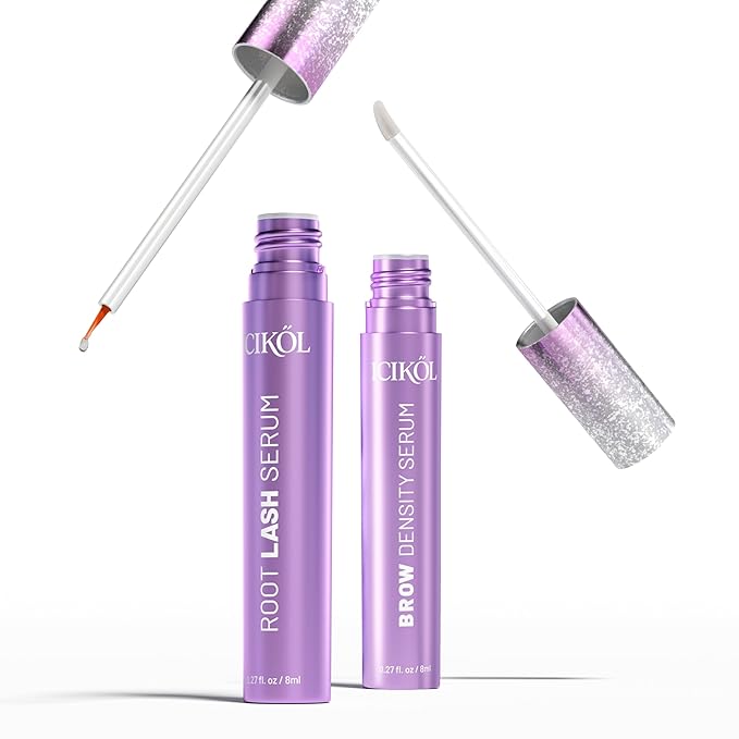 ICIKOL Lash & Brow Growth Serum Set - Eyelash & Eyebrow Serum with Biotin, Peptides & Plant Extracts - Fuller, Longer-Looking Lashes & Thicker Brows - Vegan, Prostaglandin-Free, 2× 8ml Value Duo