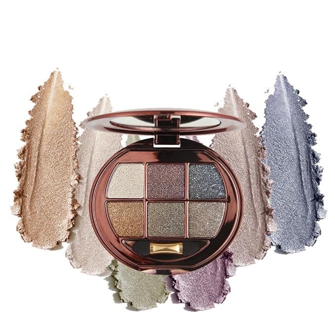 6-Color Shimmer Eyeshadow Palette, Micro-Glitter Pearlescent Neutrals, Silky Smooth High-Pigment Powder, Non-Caking No-Fallout, Waterproof Sweatproof Long-Lasting Eye Makeup, Giftable Palette-A01