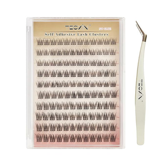 Tecxin-Mix Natural Lash Clusters Kit Extentions Korean Self Adhesive Clusters False Eyelashes Easy Appy,Press On Pre-glued Tech,No Glue,and No Sticky Residue,10-12mm 120 Pcs Gift for Women, Her, Wife
