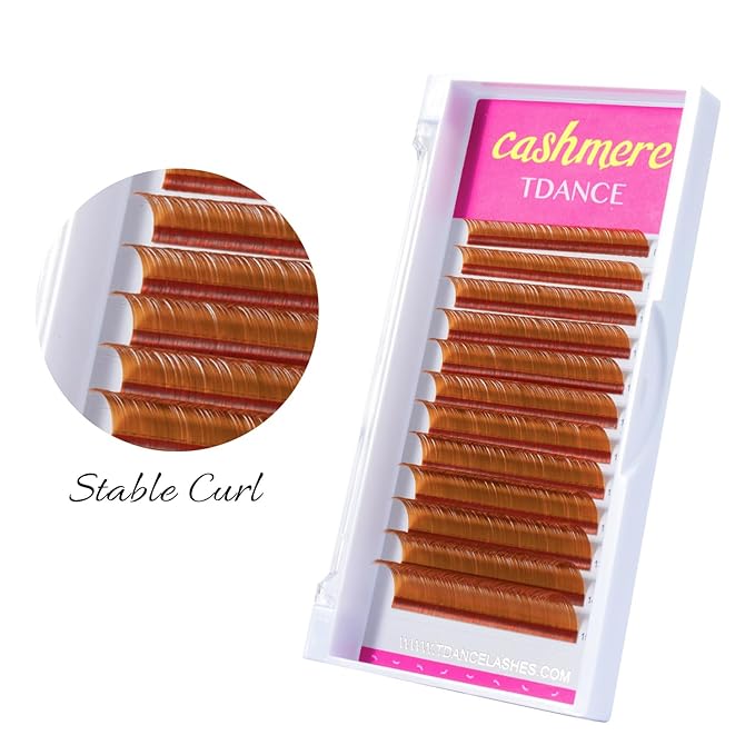 TDANCE Light Brown Lash Extensions Colored Lash Extensions Classic Lash Extension 0.07mm C/D Curl Premium Eyelash Extensions Salon Use (Light Brown,C-0.07,8-15mm)