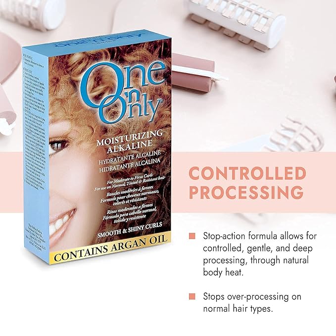 One 'N Only Alkaline Hair Perm - At Home Perm Kit with Argan Oil for Moderate to Firm Curls - Leaves Hair Shiny, Moisturized, and Manageable - Fresh Scent (1 Kit)