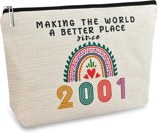 25th Birthday Gifts for Girls Makeup Bags, 2001 Happy 25th Birthday Decorations for Teen Girls, 25 Year Old Girl Birthday Gifts for Daughter, Sister, Granddaughter, Cosmetic Travel Pouch, Christmas