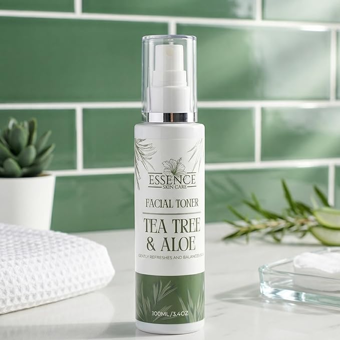 Essence Skin Care Tea Tree & Aloe Facial Toner, Hydrating Mist with Calendula Extract, Black Willow Bark, Salicylic Acid, Refreshing Spray for Balanced Skin, Pore Refining, Lightweight Formula
