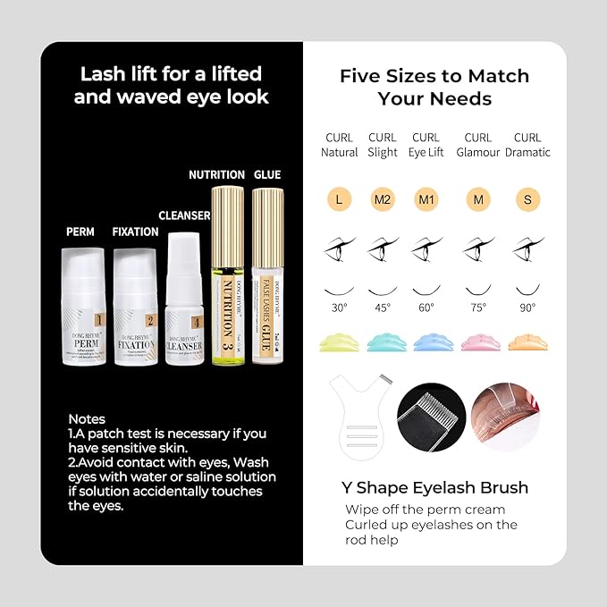 Lash Lift Kit - 2 in 1 Eyelash Perm Kit, Professional Instant Eyelash Lift Kit, Semi-Permanent Lash Curling Brow Lamination Kit, Salon Result for a Supermodel Look at Home Use by Dong Rhyme