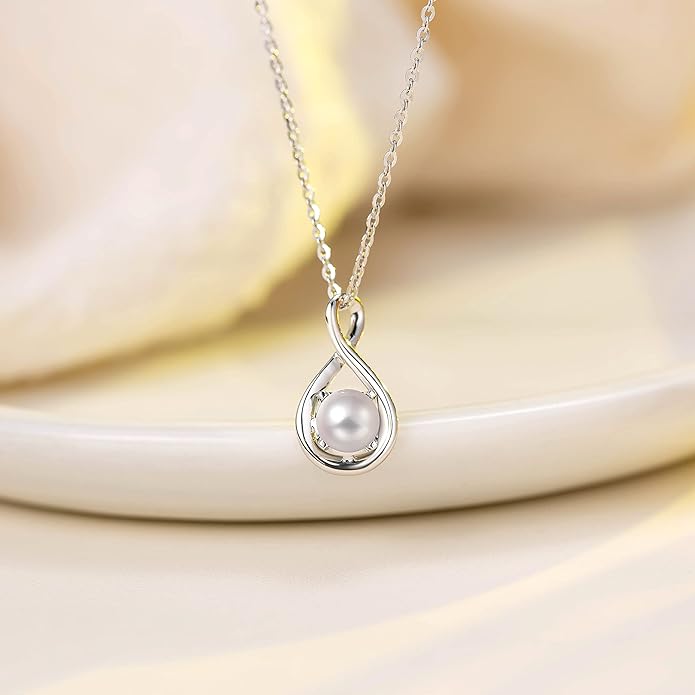 FANCIME 14K Solid Gold Birthstone Pendant with Sterling Silver Chain Infinity Gemstone Necklace Fine Jewelry Anniversary Birthday Christmas Gifts for Women Wife Her
