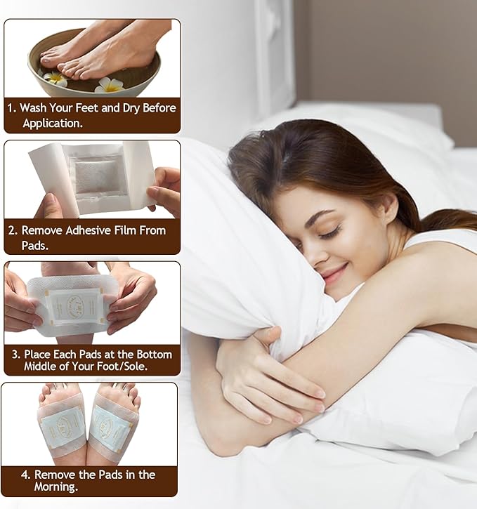TEWEAE Bamboo Foot Pads for Better Sleep, 64 Pads- One-Piece Design Natural Herbal Patches-No Off - Improves Sleep and Relaxation - Premium Foot Care Good Night Foot Patches (2 in 1 Design)