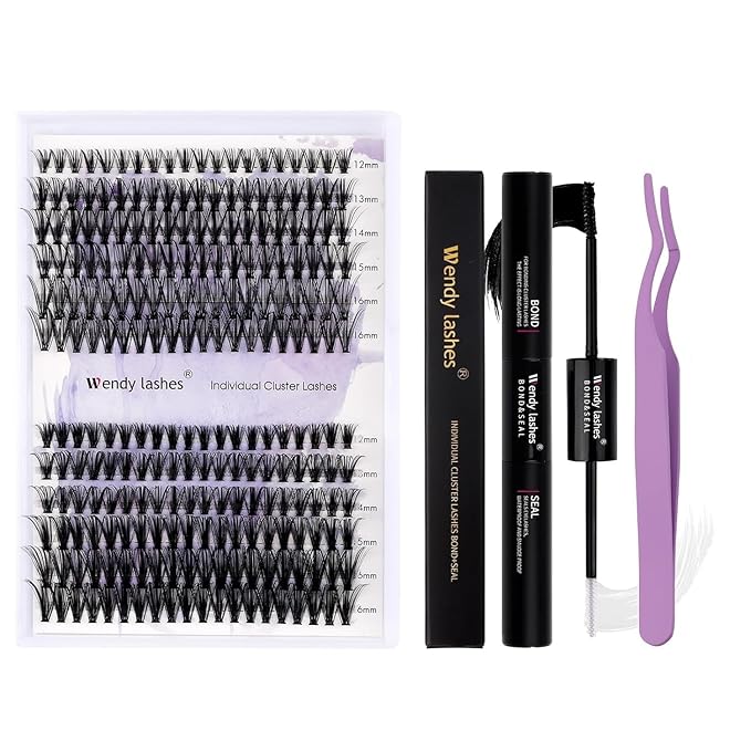 Lash Clusters Kit for Using at Home: Ultra-light, DIY, Natural, Fluffy, Wispy, Waterproof, Anime, Manga, Cat Eye, C Curl, 12-16mm, 40P+50P, Wendy, RT318