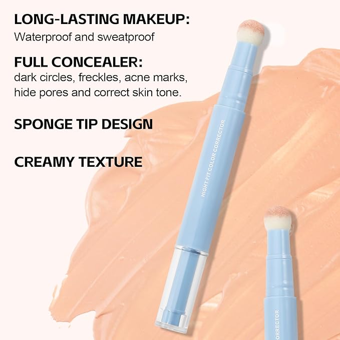 2Pcs Contour Concealer Stick, Full Coverage for Dark Circles,Liquid Multi-Use Faced Concealer,Waterproof Lightweight Natural Makeup