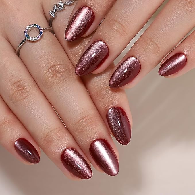RPNZL Press On Nails - Sorbet | Almond Cat Eye UV Finish Almond Nails, Salon Quality | 32 Nails, 16 Sizes Kit with Glue and Adhesive Tabs I Female Founded